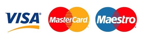 VISA, MasterCard, and Maestro are accepted.